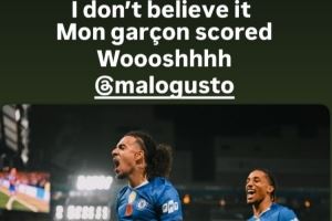 古斯托生涯处子球!科尔维尔社媒调侃:不敢信!我的男孩进球了